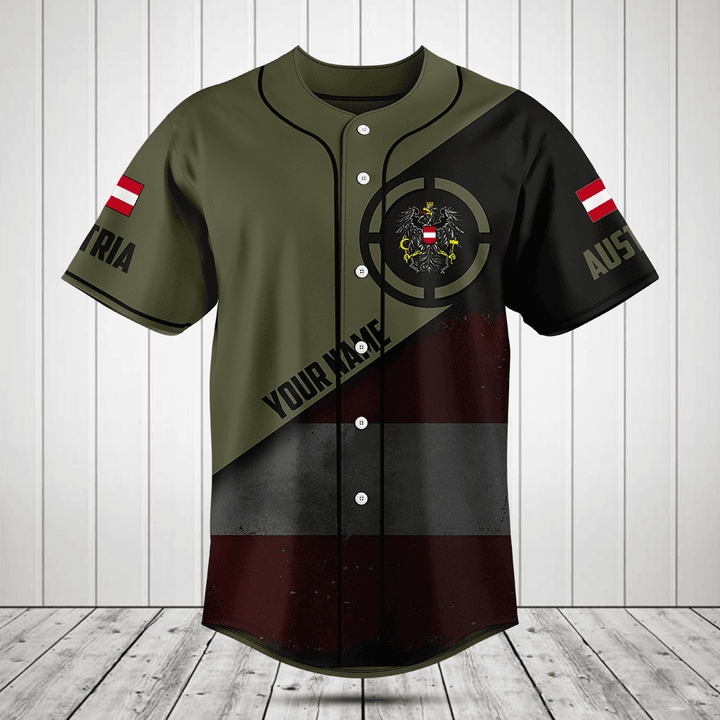Customize Austria Round Style Grunge Flag Baseball Jersey Shirt