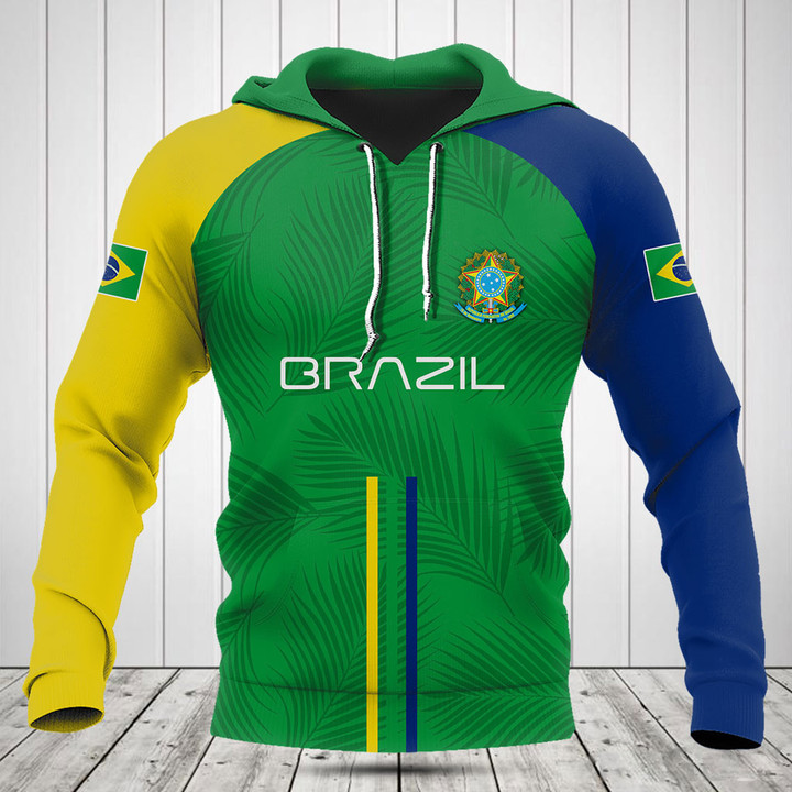 Customize Brazil Flag Palm Leaf Shirts