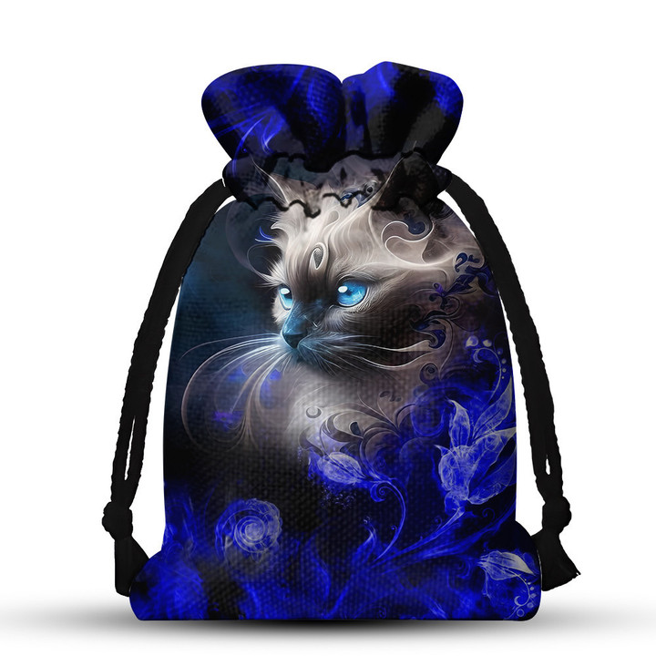 Cat 3D Blue Drawstring Gift Bag