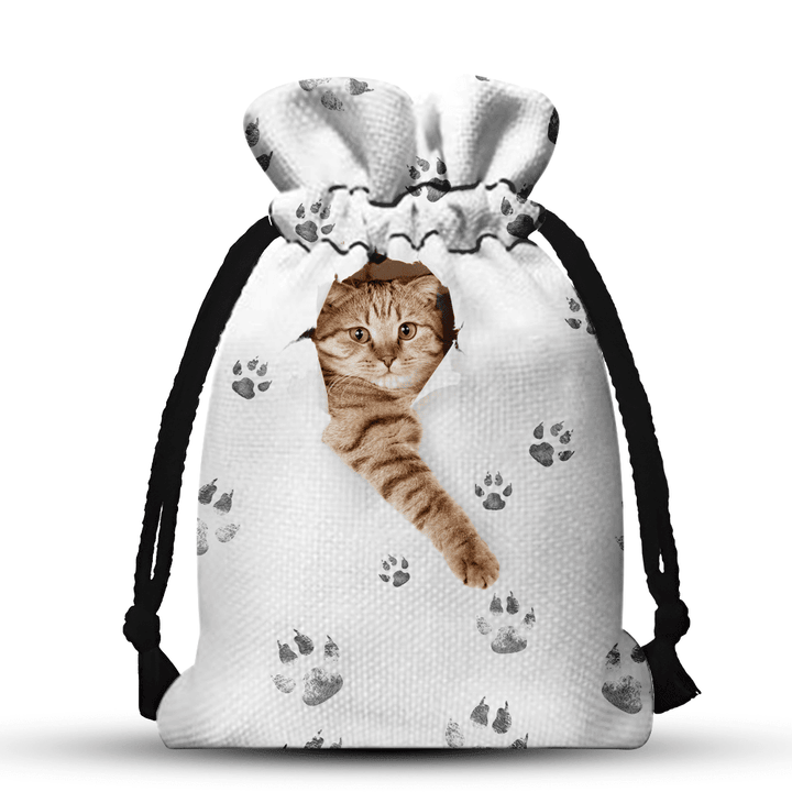 Love Cat Torn 3D Drawstring Gift Bag