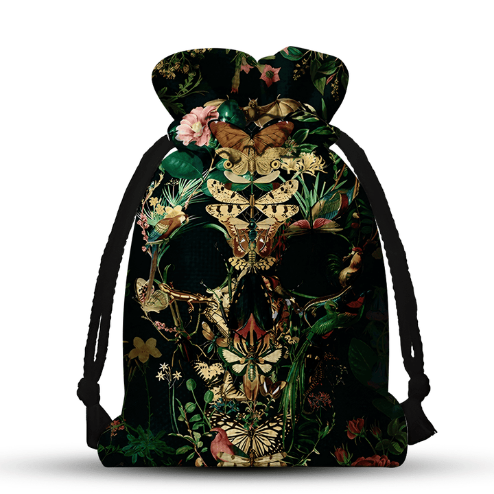 Green Floral Skull 3D Drawstring Gift Bag