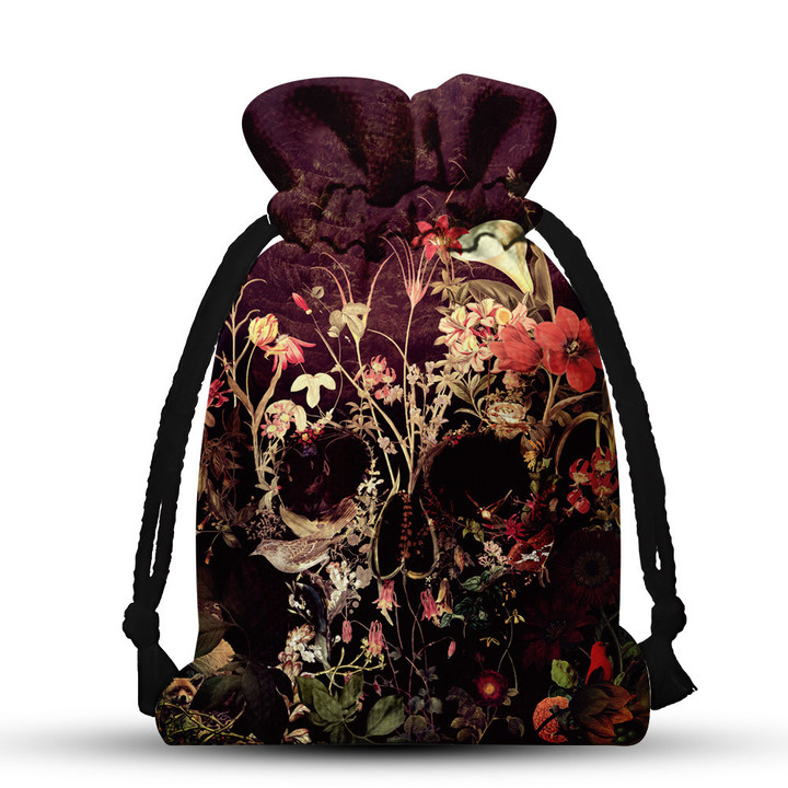 Floral Skull 3D Drawstring Gift Bag