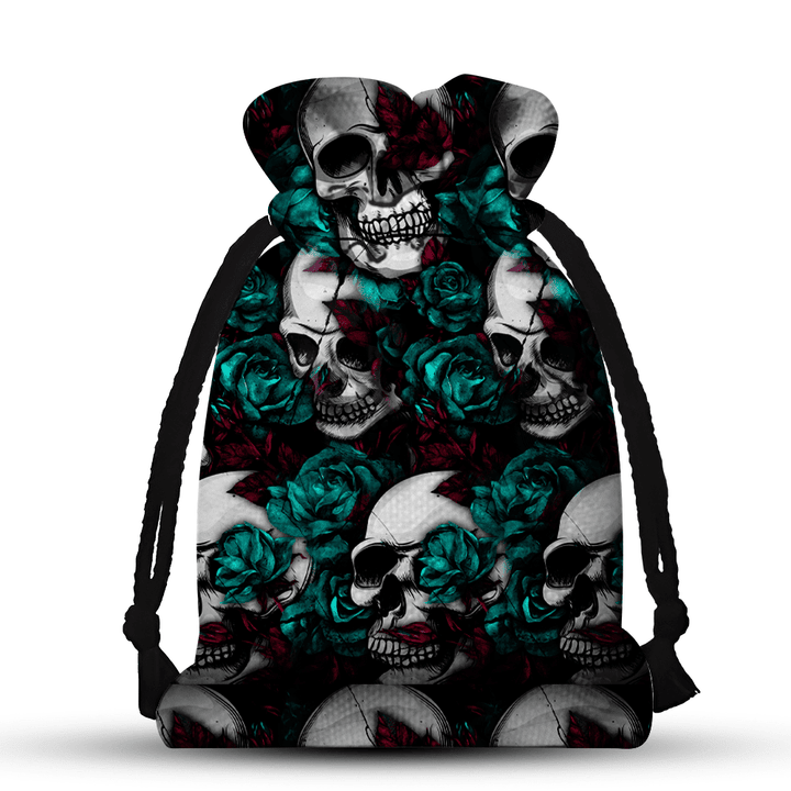 Skull Blue Rose Drawstring Gift Bag