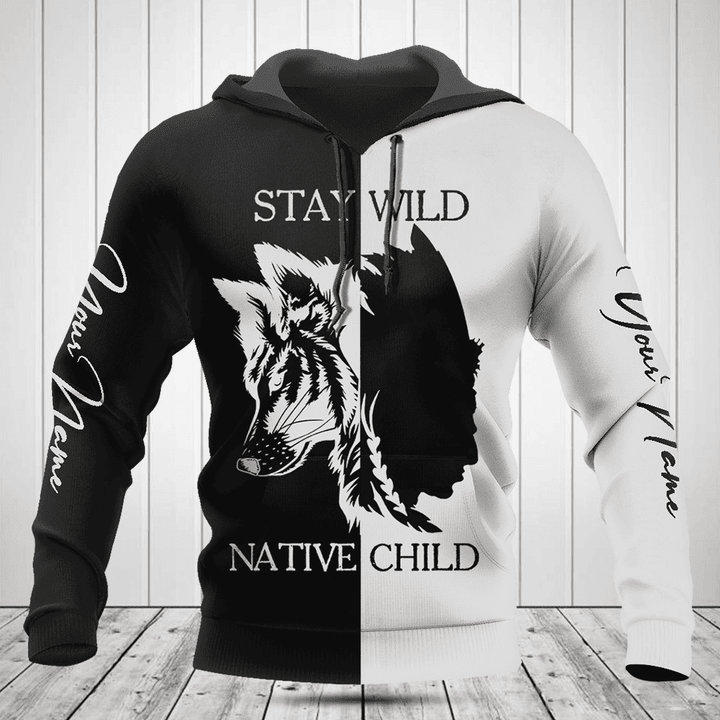 Customize Stay Wild Native Child Black And White Shirts