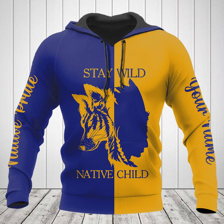Customize Stay Wild Native Child Blue And Yellow Shirts