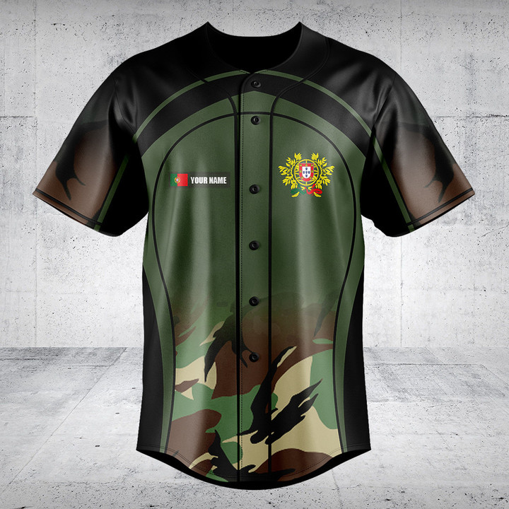 Customize Portugal Coat Of Arms And Camo Baseball Jersey Shirt