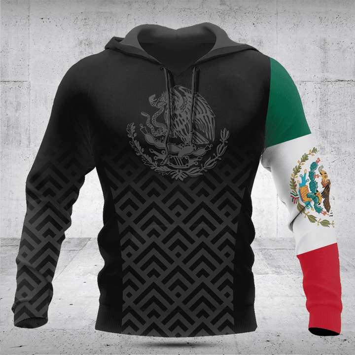 Mexico Coat Of Arms And Flag Black Pattern Shirts And Jogger Pants