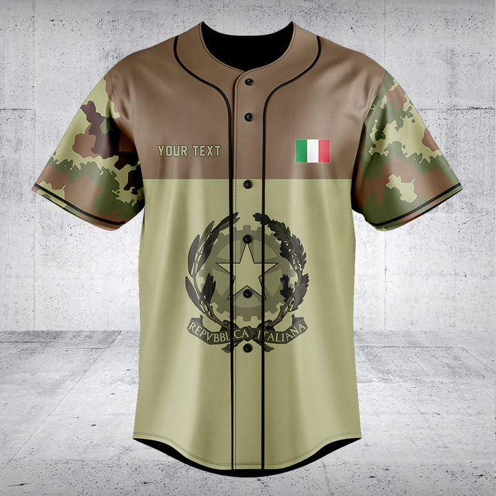 Customize Italy Coat Of Arms Camouflage Style Baseball Jersey Shirt