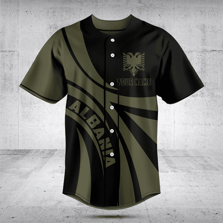 Customize Albania Coat Of Arms Green Black Baseball Jersey Shirt