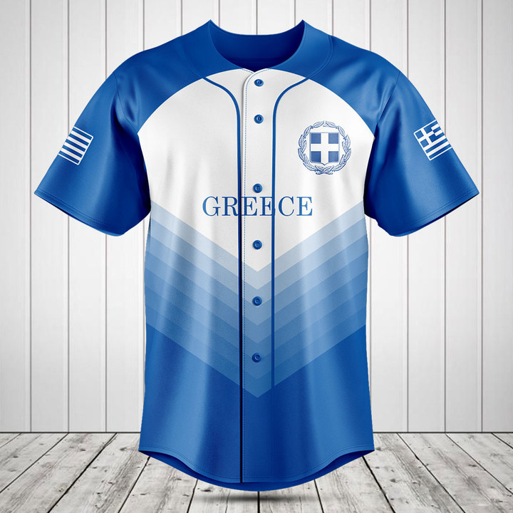 Customize Greece Flag Gradient Sport Baseball Jersey Shirt