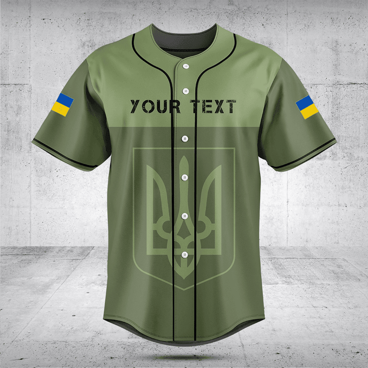 Customize Ukraine Skull Green Baseball Jersey Shirt