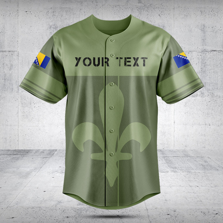 Customize Bosnia Lily Skull Green Baseball Jersey Shirt