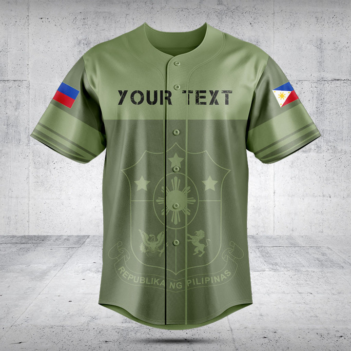 Customize Philippines Skull Green Baseball Jersey Shirt