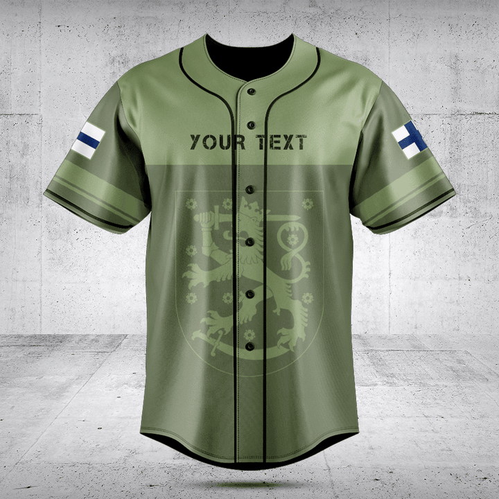 Customize Finland Skull Green Baseball Jersey Shirt