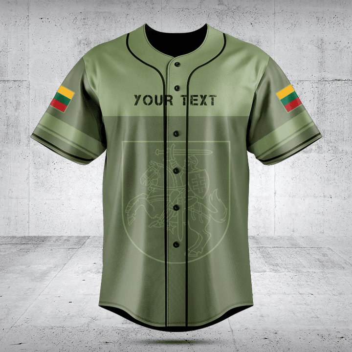 Customize Lithuania Skull Green Baseball Jersey Shirt