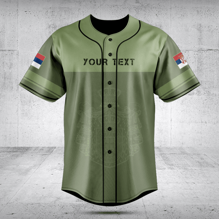 Customize Serbia Skull Green Baseball Jersey Shirt