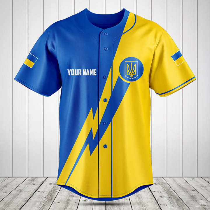 Customize Ukraine Lightning Sport Baseball Jersey Shirt