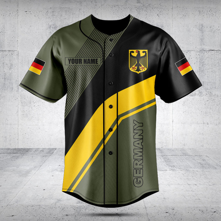 Customize Germany Flag Olive Green Baseball Jersey Shirt