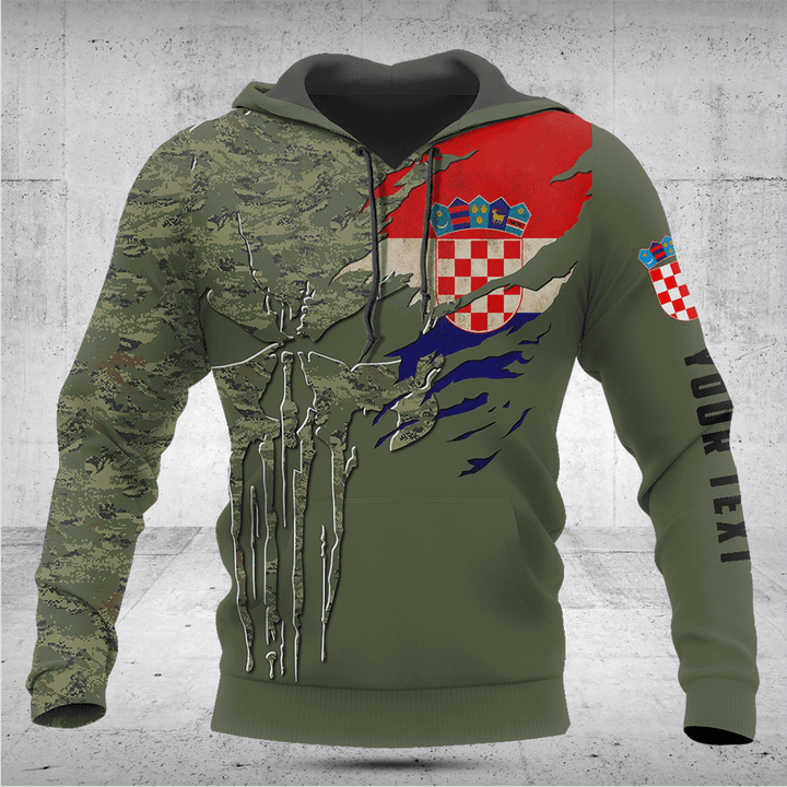 Customize Croatia Flag Camo Skull Shirts