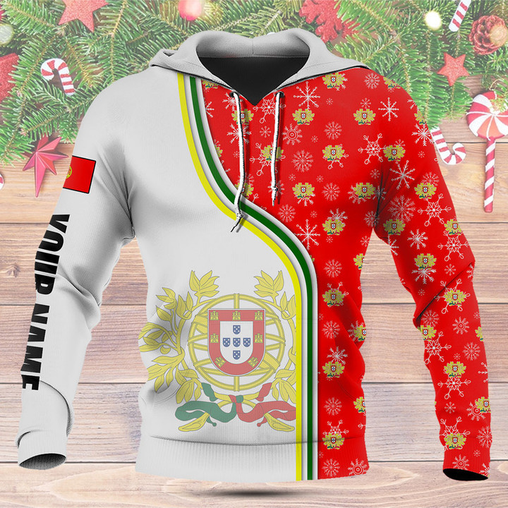 Customize Portugal Christmas Snow Pattern Shirts