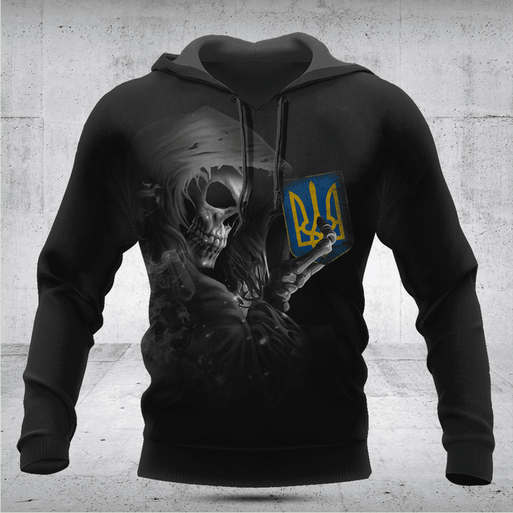 Customize Ukraine Black Skull Shirts
