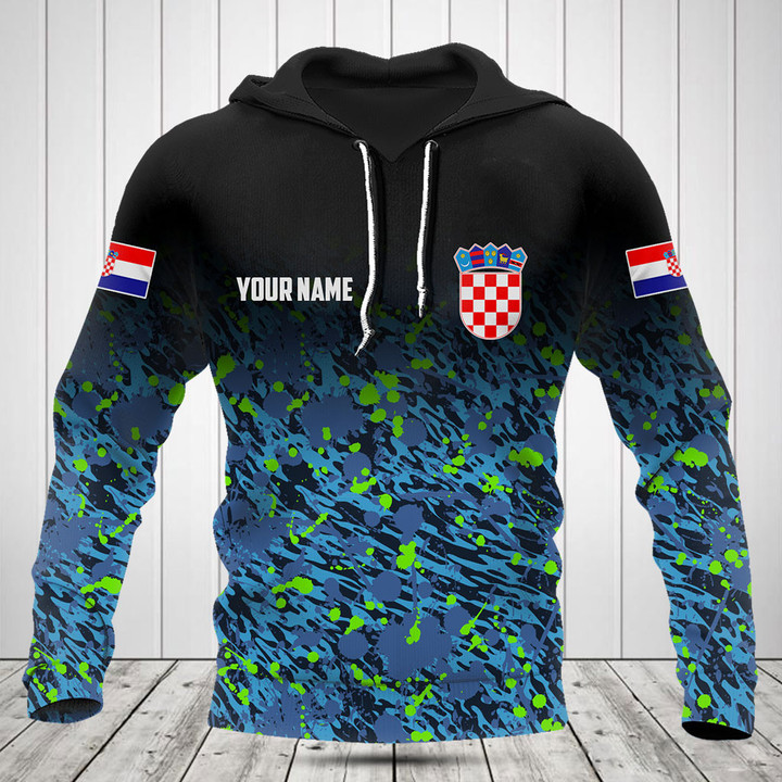 Customize Croatia Paint Splash Camo Shirts And Jogger Pants