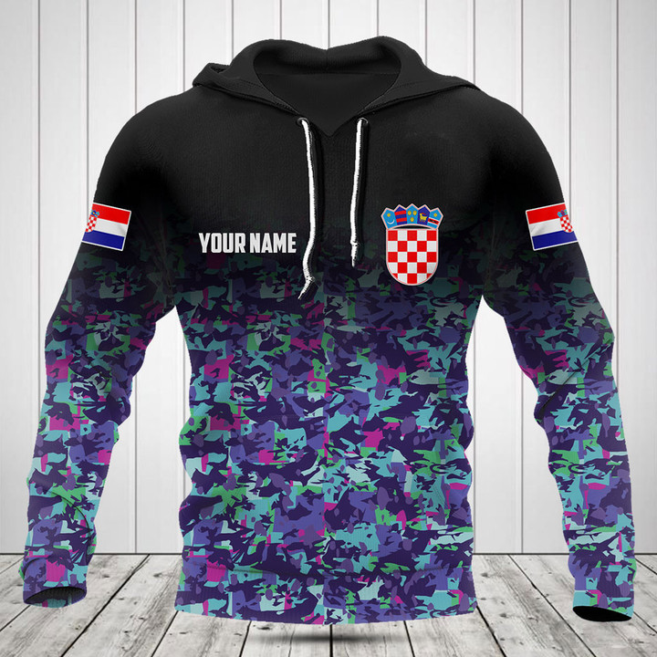 Customize Croatia Purple Camo Sport Shirts And Jogger Pants