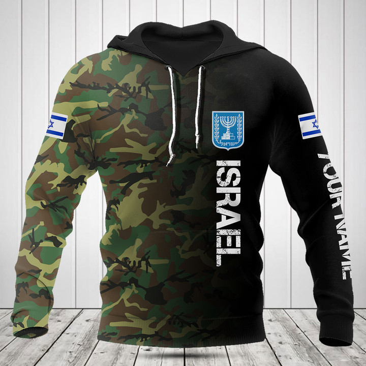 Customize Israel Half Black Woodland Camouflage Shirts