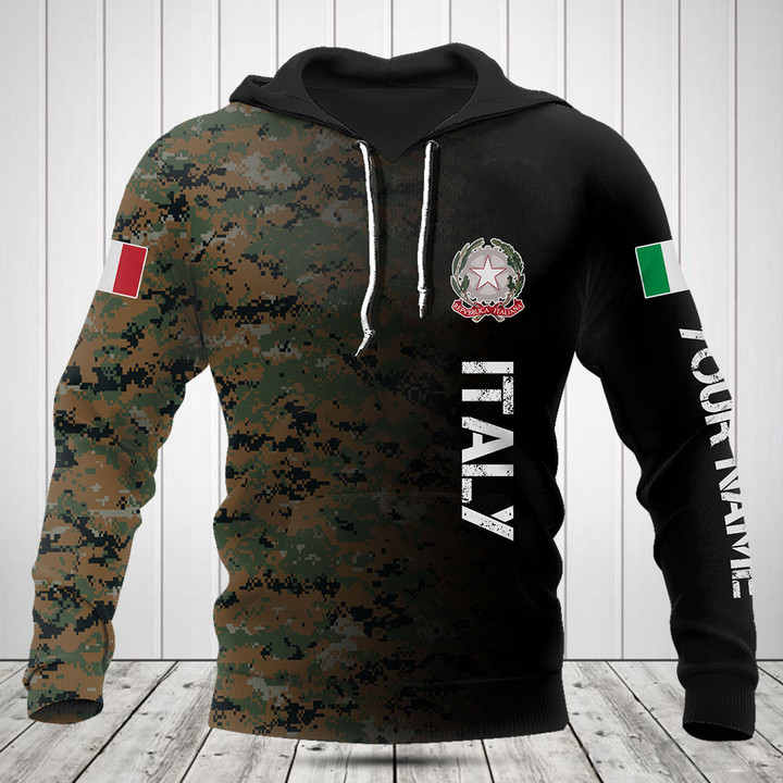 Customize Italy Half Black Woodland Camo Shirts