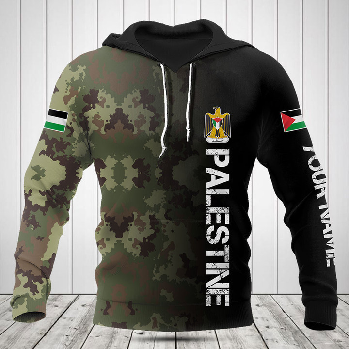 Customize Palestine Half Black Camo Pattern Shirts
