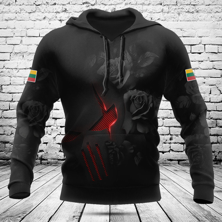 Customize Lithuania Skull Black Rose 3D Shirts