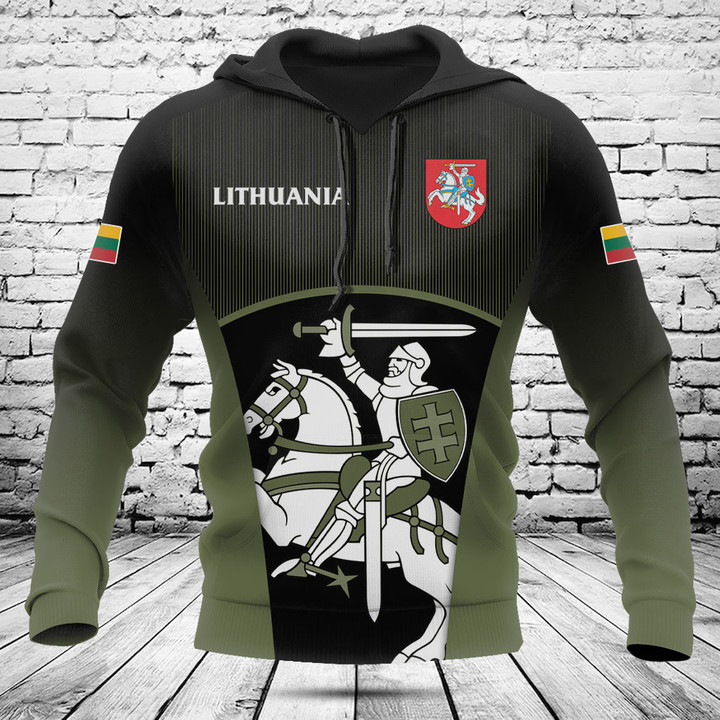 Customize Lithuania Coat Of Arms Vertical Lines Pattern Shirts