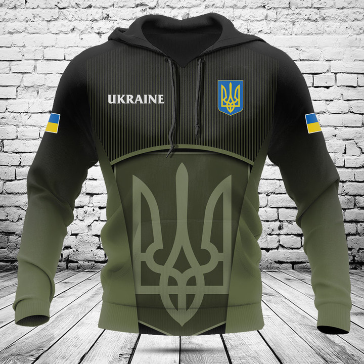 Customize Ukraine Coat Of Arms Vertical Lines Pattern Shirts