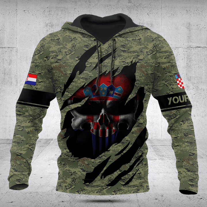 Customize Croatia Skull 3D Camouflage Shirts