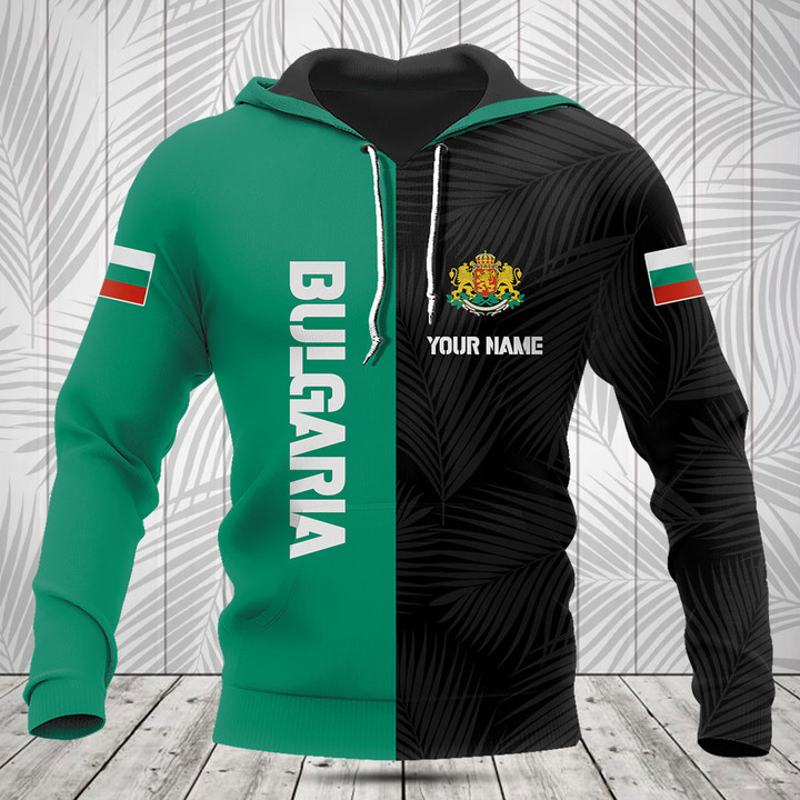 Customize Bulgaria Flag Half Black Palm Leaf Shirts