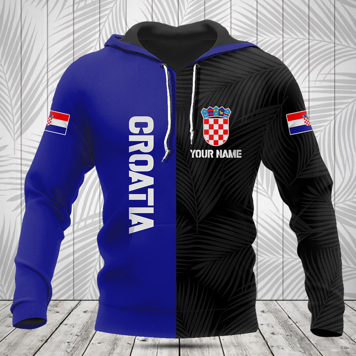 Customize Croatia Flag Half Black Palm Leaf Shirts