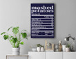 Funny Mashed Potatoes Family Thanksgiving Nutrition Facts Wall Art Canvas Home Decor-New Portrait Wall Art-Navy