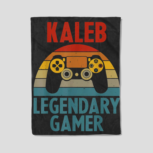 KALEB Gift Name Personalized Funny Gaming Geek Birthday Fleece Blanket