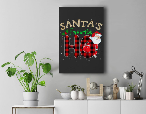 Christmas Santa's Favorite Ho Xmas Pajama Funny Naughty Wall Art Canvas Home Decor