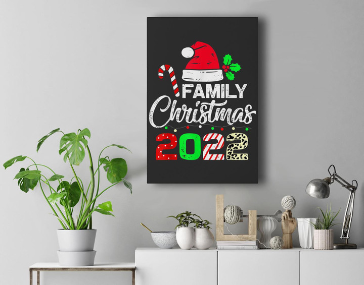 Family Christmas 2022 for Familys Matching Xmas Family Wall Art Canvas Home Decor-New Portrait Wall Art-Black