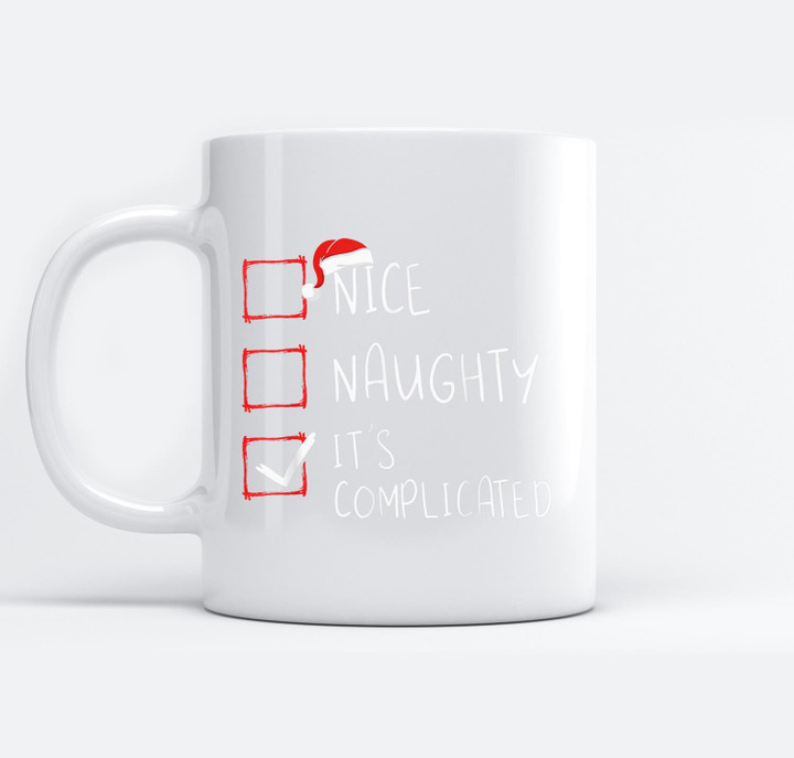 Nice Naughty It's Complicated Christmas List Santa Claus Mugs-Ceramic Mug-White