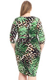 Leopard Print With Tropical Leaf Print Bodycon Dress CB1512