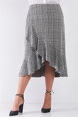 Plaid Grey High-waist Midi Skirt CK2406