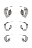 Basic Metal Mini Hoop 3 Pair Earring Set