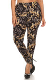 Plus Size Paisley Print, Full Length Leggings In A Slim Fitting Style With A Banded High Waist