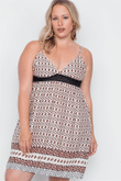 Plus Size Peach Paisley Print Cami Slip On Mini Dress