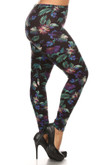 Plus Size Print, Full Length Leggings In A Slim Fitting Style With A Banded High Waist CV3311