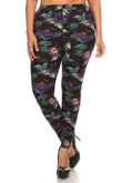 Plus Size Print, Full Length Leggings In A Slim Fitting Style With A Banded High Waist CV3311