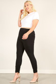 Plus Size Solid High Rise, Fitted Leggings With An Elastic Waistband And Ruched Pants
