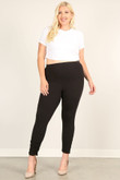 Plus Size Solid High Rise, Fitted Leggings With An Elastic Waistband And Ruched Pants